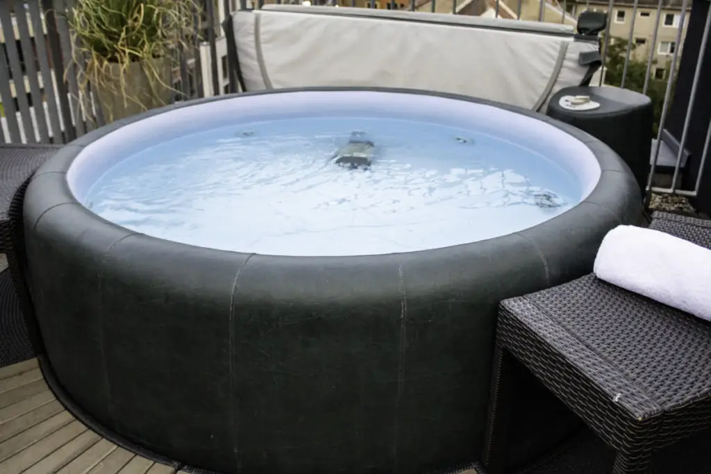black inflatable hot tub